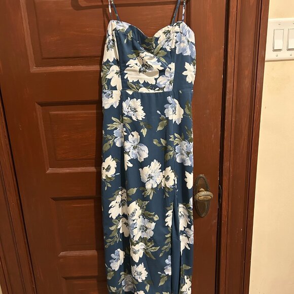 Abercrombie Camille Midi Floral Dress with Slit - Picture 2 of 4